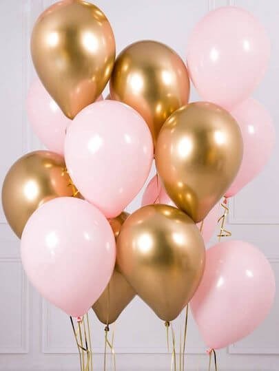peach and gold air balloons for decoration