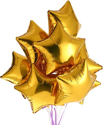 golden star shaped foil balloon bouquet for decoration