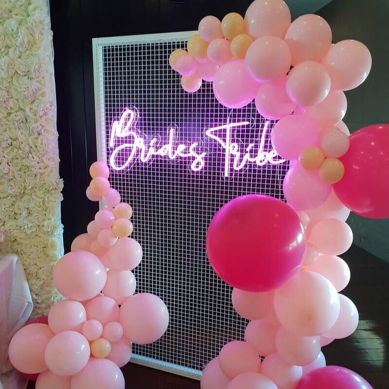 pink and rose themed arch shaped balloons for decoration