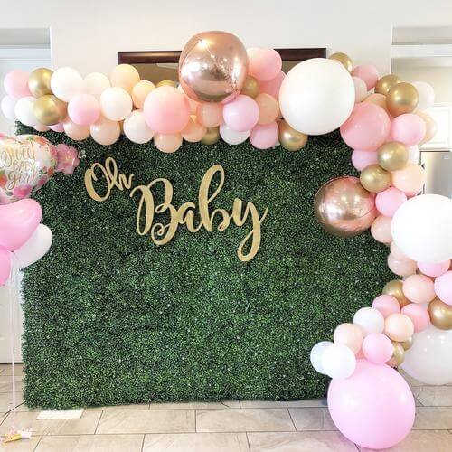 multicolor themed balloon backdrop for party
