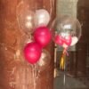 red, confetti, white balloon along with customized hot air balloon bouquet for celebration