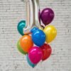 multicolred balloons with numbered foil balloon for birthday decoration