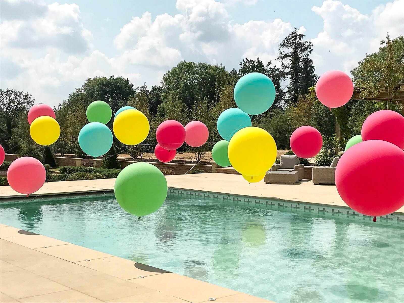 multicolored air balloons for pool decoration