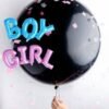 black gender revealing balloon with boy and girl foil balloons