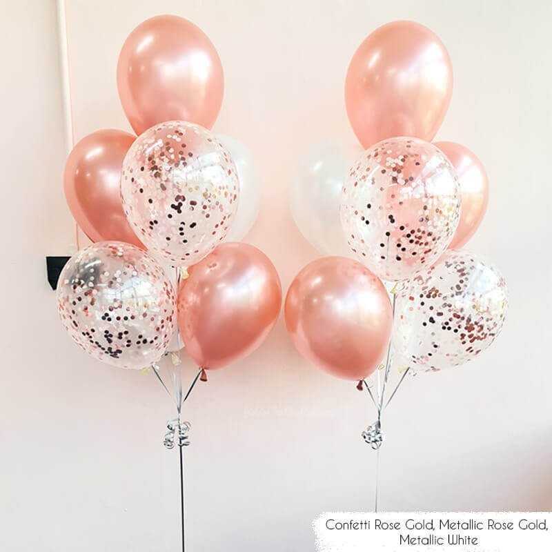 peach and confetti balloon bouquet for celebration