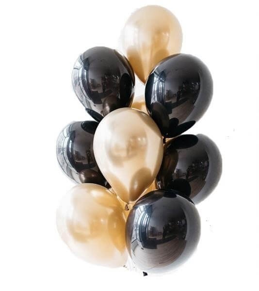 gold and black balloon bouquet for party