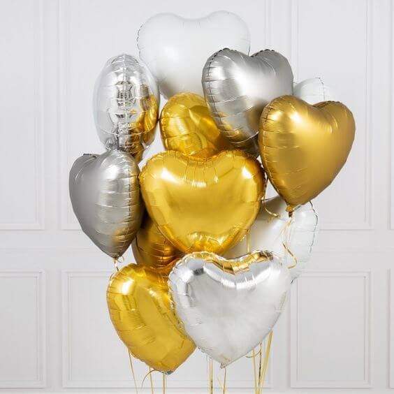 Valentine's day special heart shaped balloon with silver and gold color