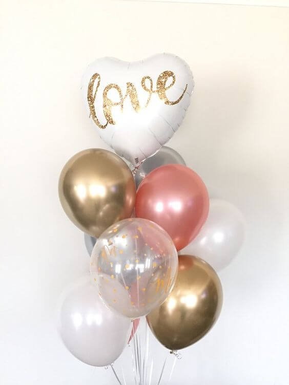 Valentine's day special heart shaped balloon with peach and gold color