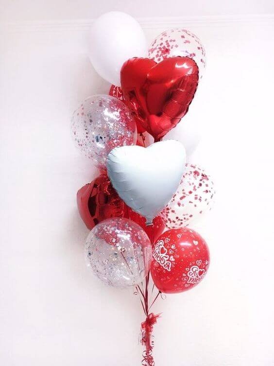 Valentine's day special heart shaped balloon with red and white color