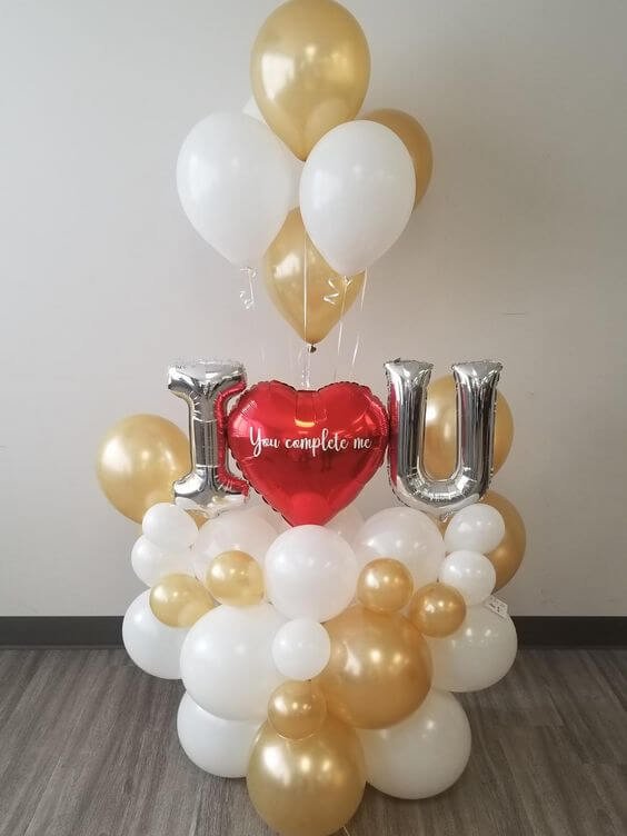 Valentine's day special balloon set with white and yellow color