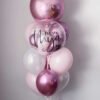 Rose and white balloons with bubble customized balloon bouquet