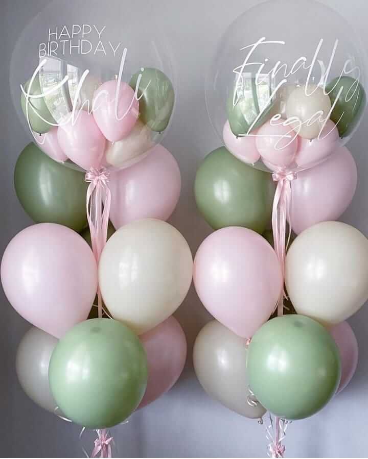 multicolored balloons with bubble customized balloon bouquet
