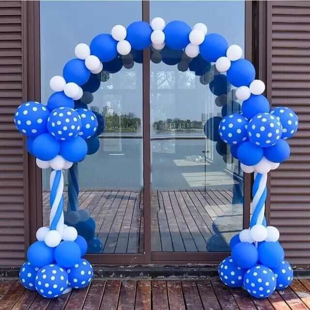 blue and white arch shaped balloon for opening ceremony