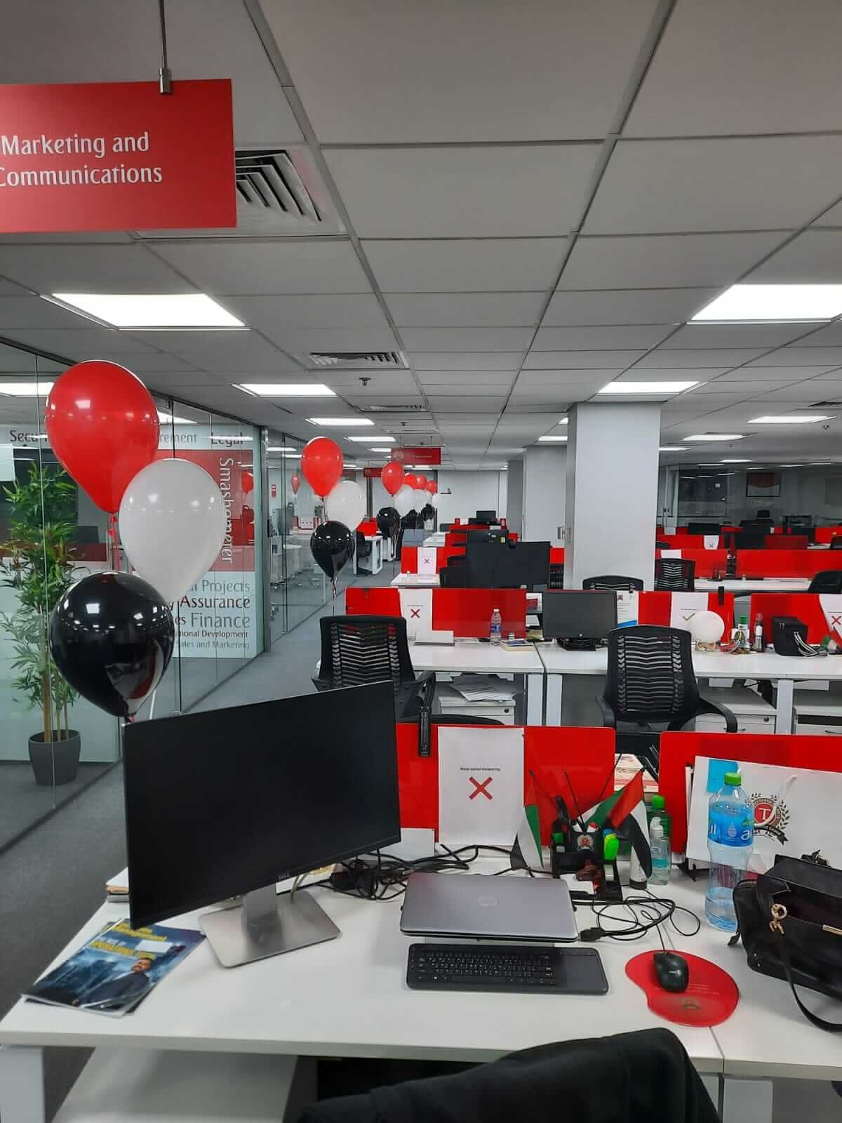 black ,red and white balloon for corporate office function