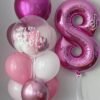 customized premium rose and white colored age balloon bouquet set
