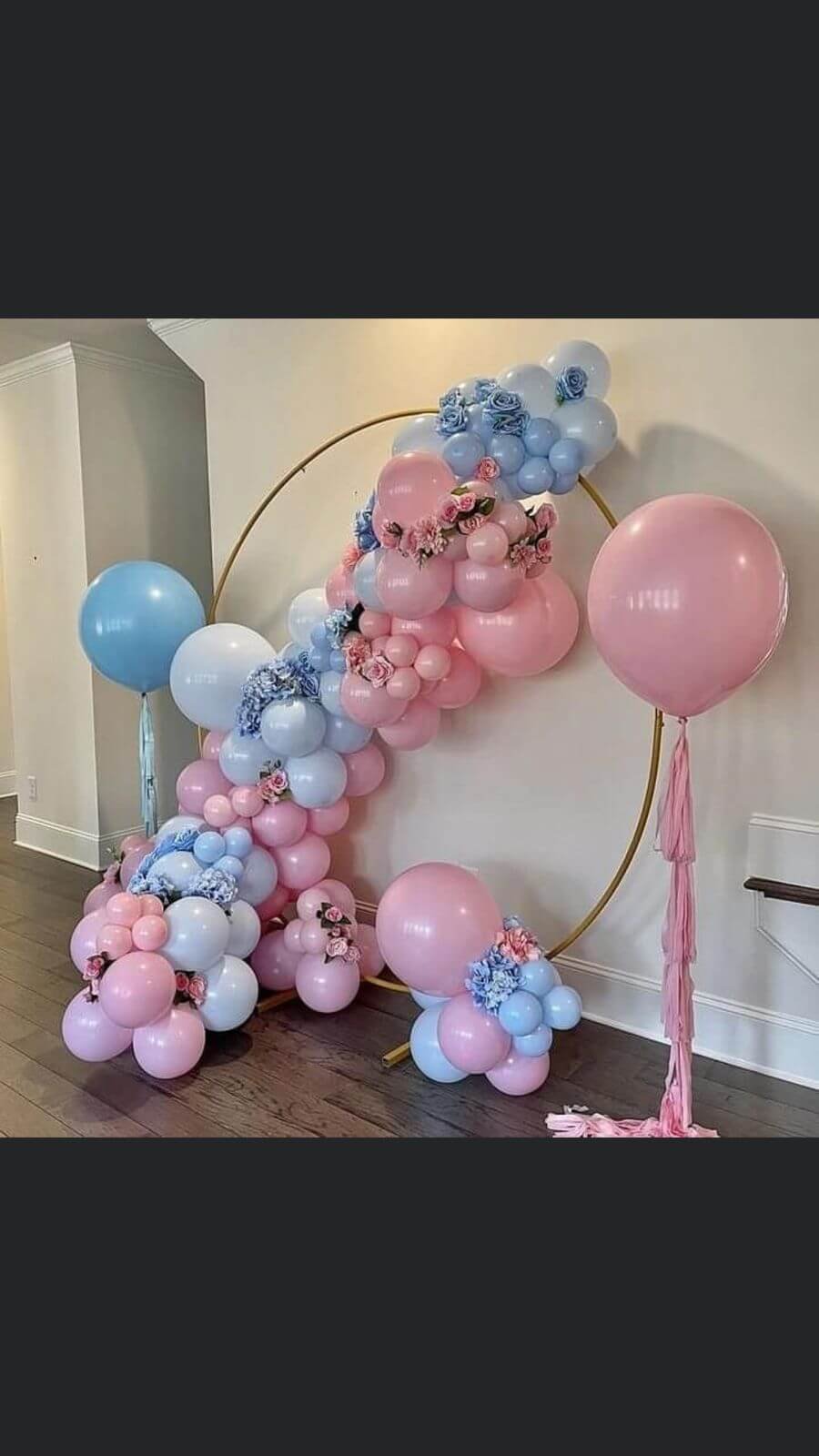rose,white and blue themed birthday decorative balloons