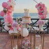 rose and white themed birthday decorative balloons