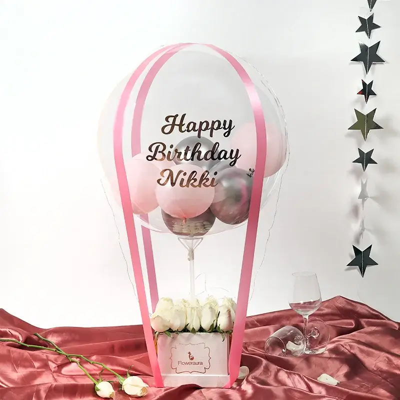 customized-white-rose-balloon-bouquet for birthday