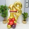 Multicolored balloons and numbered foil balloons for celebrations