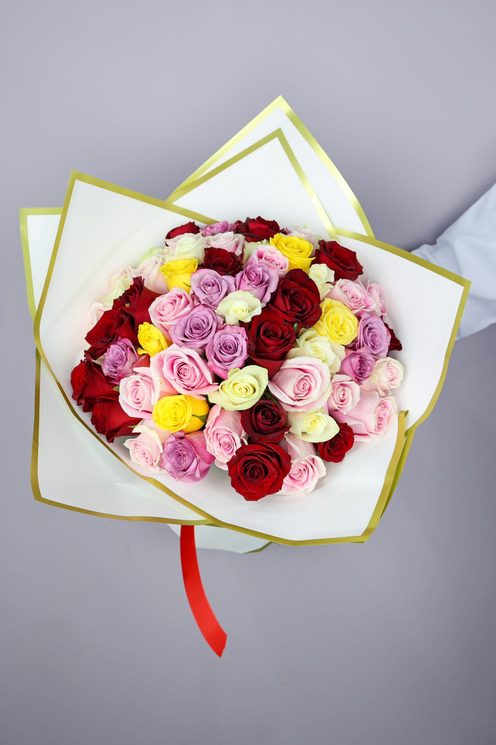 50 Multicolored Rose Bouquet